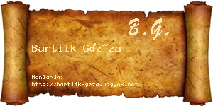 Bartlik Géza névjegykártya